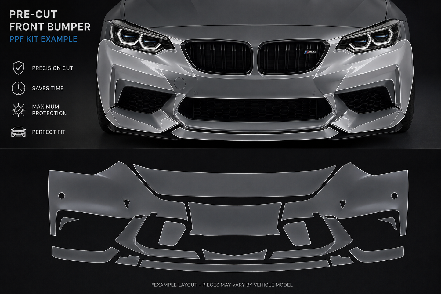 Pre Cut PPF - FRONT BUMPER ONLY - FOR ANY CAR